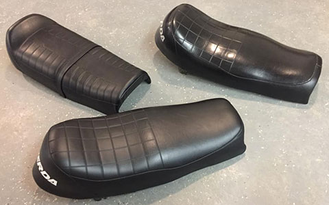 3 black leather motorcycle seats